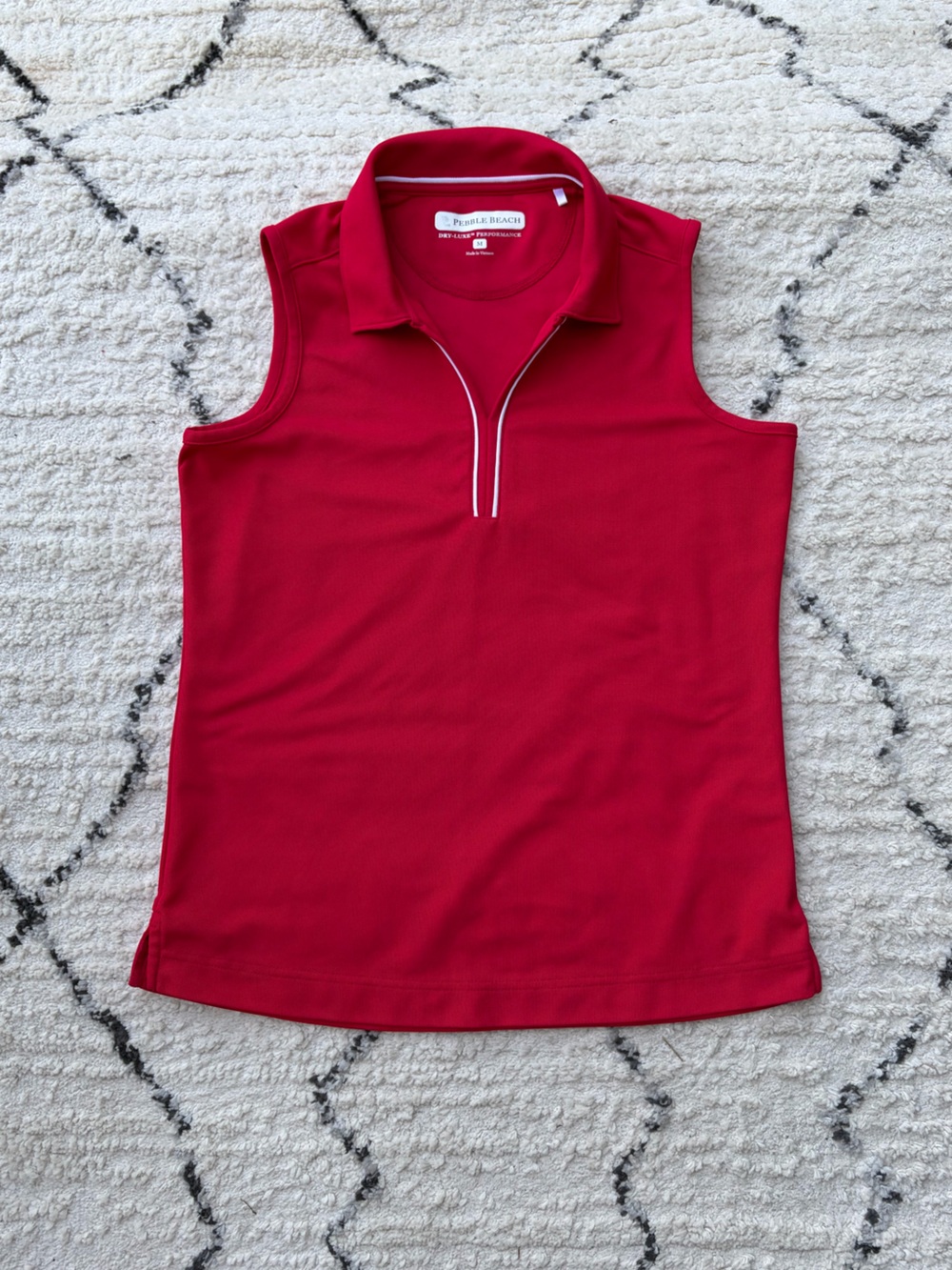 Pebble Beach Red Sleeveless Polo Tank Top